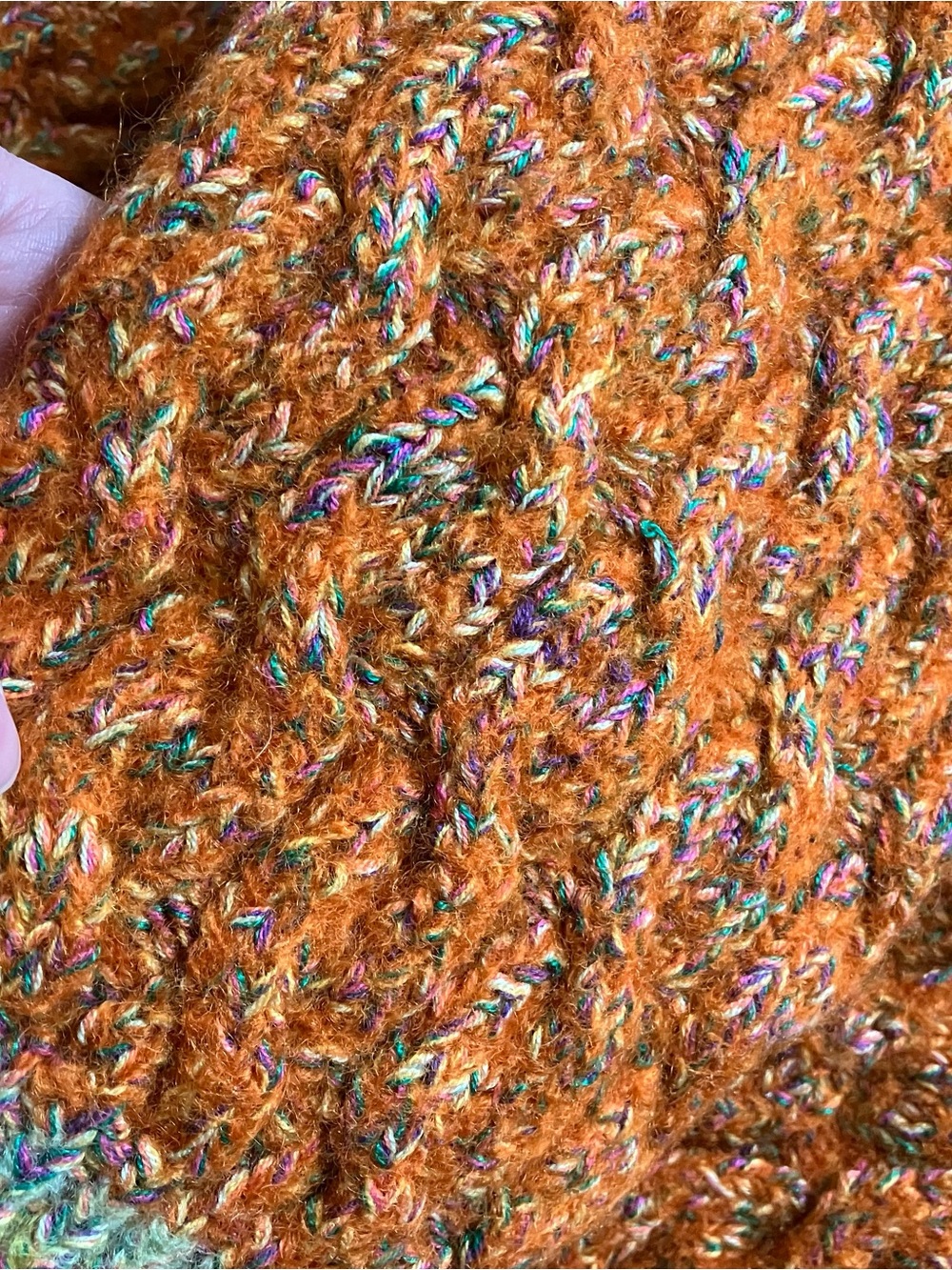 henri bendel Orange Cable Knit Turtleneck Sweater with Multicolor Trim - Picture 3 of 6